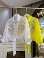 Chemisiers et Cardigans Brodés de Paillettes Scintillantes pour Femmes – Hauts Coréens Populaires Anti-UV Printemps-Été 1