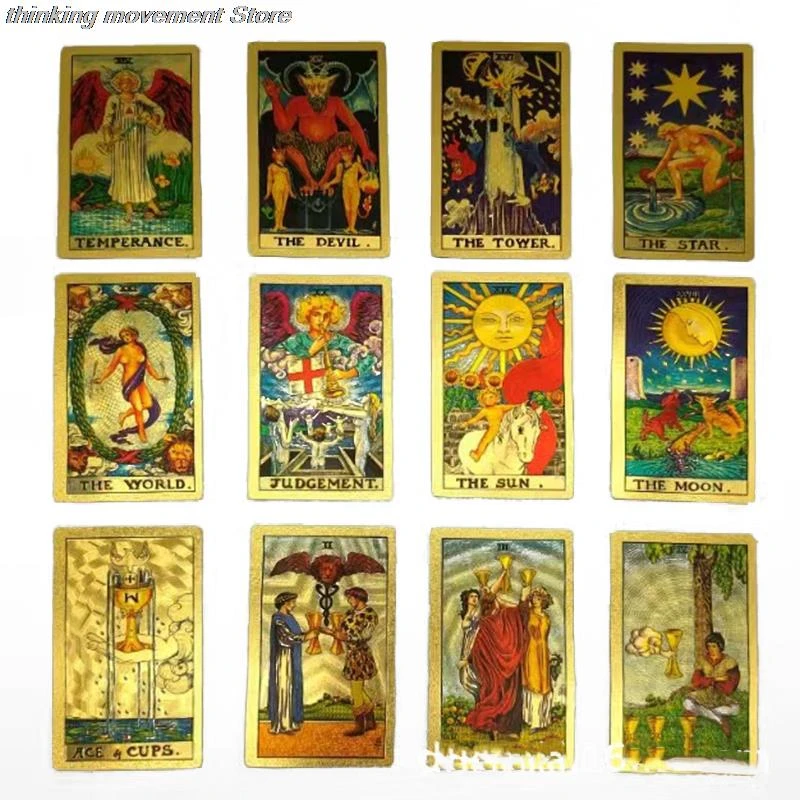 Set Tarot Cards Gift Box Luxury Gold Foil Tarot Card Hot Stamping PVC
