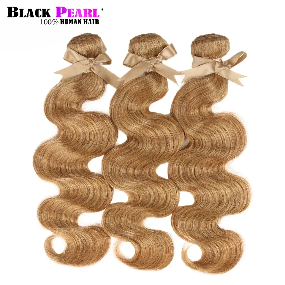 QVR Honey Blonde 27 Colored Hair Brazilian Body Wave Natural Remy Hair Bundles 8 To 26 Inches Sold By 1/3/4 Extension
