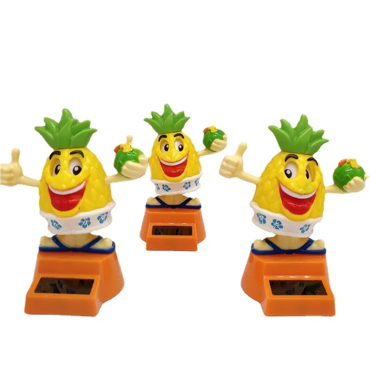 1Pcs Creative Funny Solar Pineapple Head Toys Kids Cartoon Puzzle Solar Powered Toy Shaking Home Desk Decor Ornament Gift