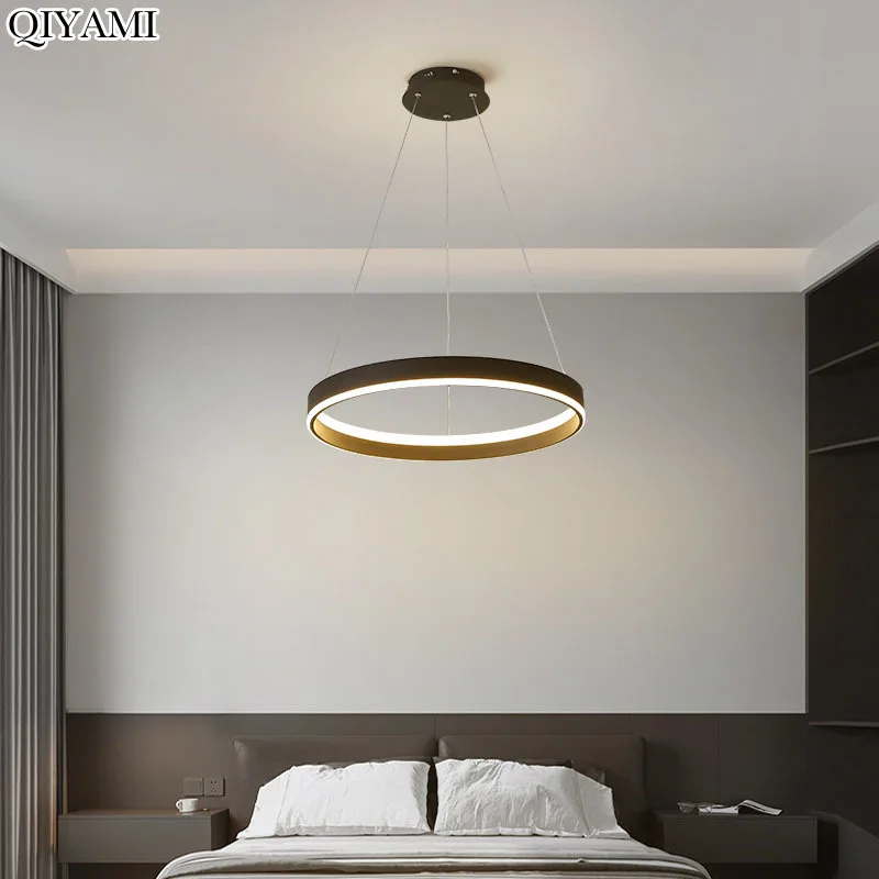 

LED Chandelier Home Pendant Lights Indoor Light White Black 60cm Modern Hanging Lamps Kitchen Chandelier Living Room Dining Room