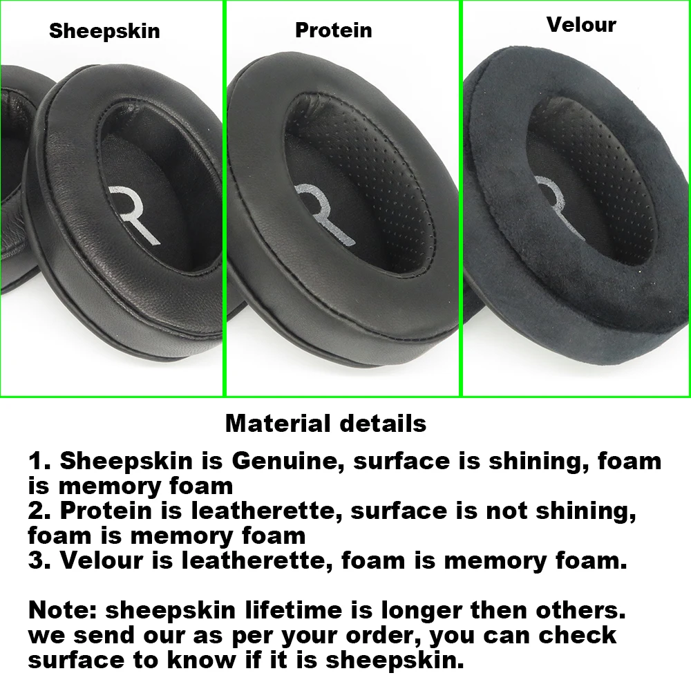 Almofadas para Mixcder Mixcder e9 Fones de Ouvido Almofadas de Pele Carneiro de Veludo Proteína Espuma Almofadas de Ouvido Preto - Image 6