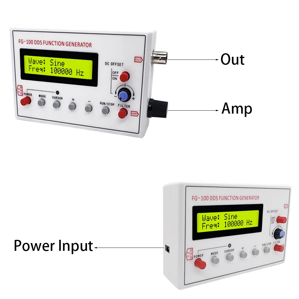 FG-100 DDS Function Signal Generator Frequency Counter 1Hz-500KHz Signal Source Module Sine+Square+Triangle+Sawtooth Waveform