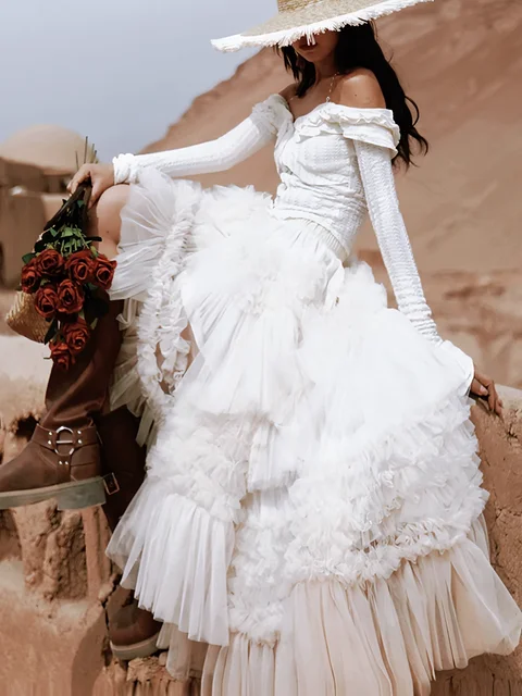 Vista deslumbrante: Saia Longa de Malha Plissada TIYIHAILEY para Mulheres Vista deslumbrante: Saia Longa de Malha Plissada TIYIHAILEY para Mulheres