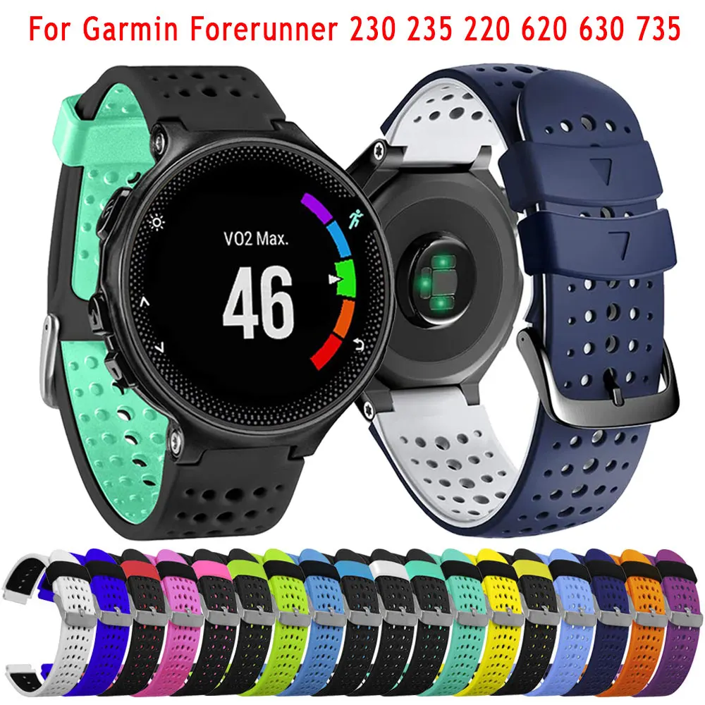 Ремешок для наручных часов Garmin Forerunner 235 230 620 630 735XT 235Lite, ремешок для умных часов, силиконовый дышащий браслет спортивный нейлоновый ремешок garmin для forerunner 735xt 620 630 230 touchs6 сменный ремешок для часов браслет s6 s20