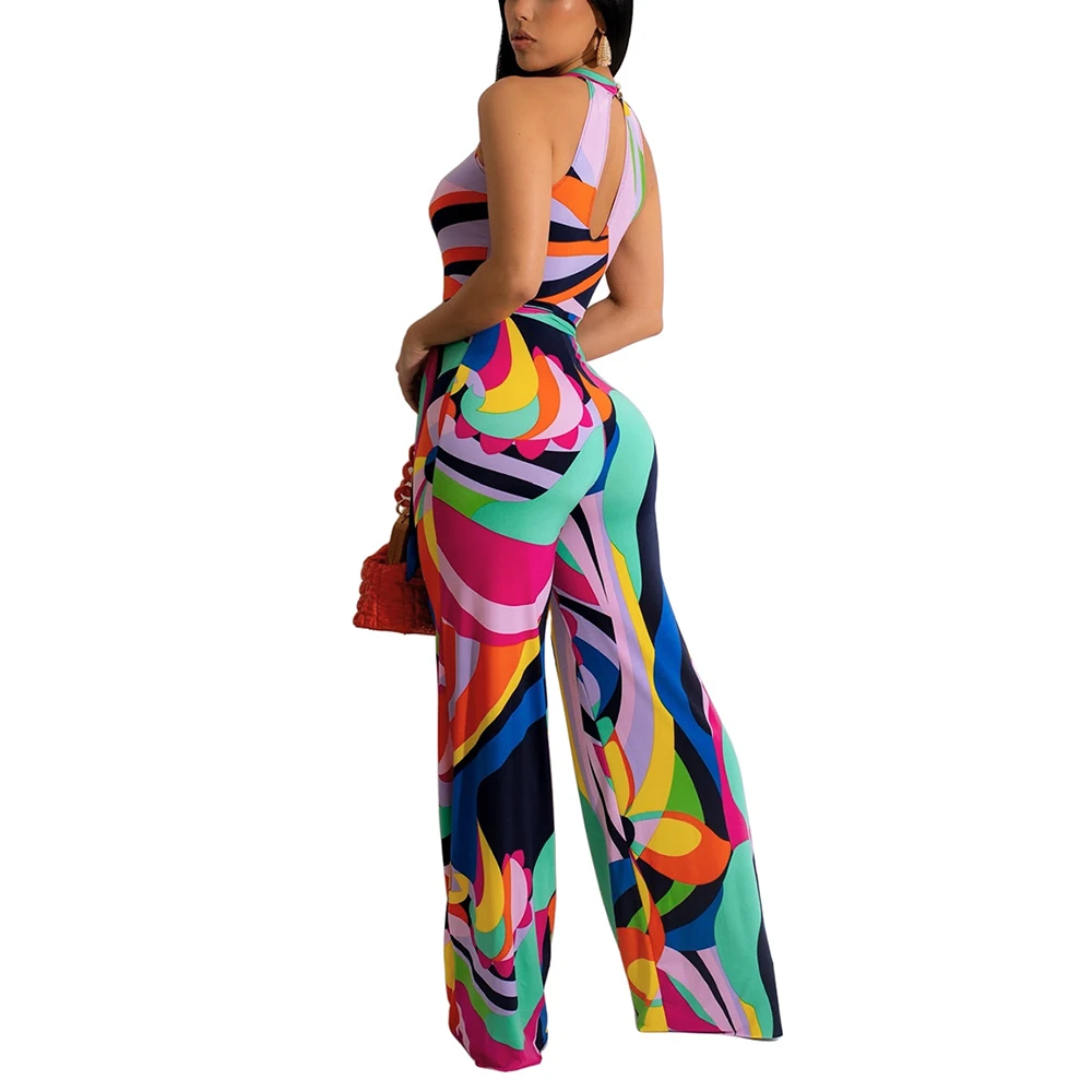 2023 Printing Jumpsuit Women Shinny Romper Bodysuit Playsuit Bodies Ladies Overalls F0215