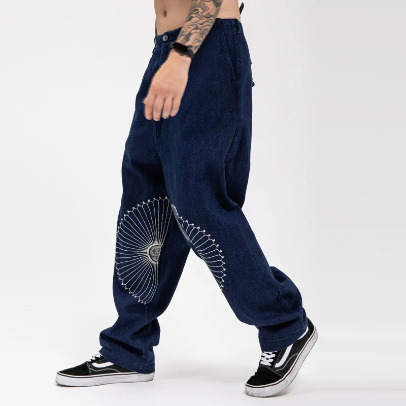 Japanese Fashion Brand Kapital Hirata Embroidered Casual Printed Pants Trend Versatile Retro Loose Jeans Male Vintage Trousers