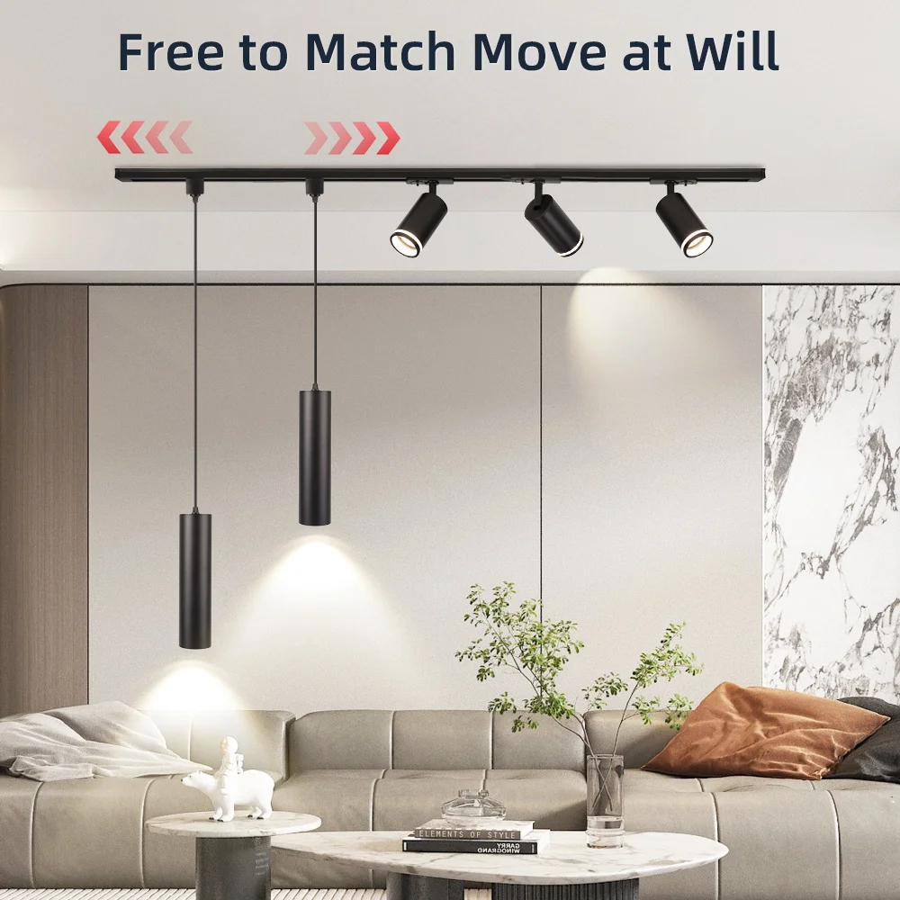 LED Track Pendant Light 90-260V Dining Modern Long Hanging Lamp For Living Room Kitchen Ceiling Chandelier Home Decor Track Lamp