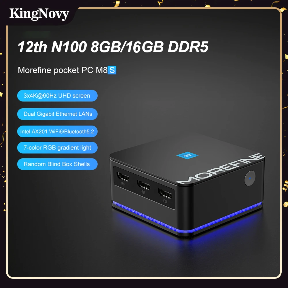 12th Gen Mini PC Alder Lake Intel N100 Quad Core DDR5 8G/16G 4800Hz Windows  11 Dual RJ45 LAN Firewall Router 4K Gaming Computer