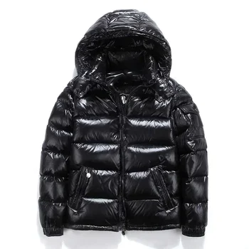 Cappotto caldo Parka da uomo Giacche nere lucide Cappotto Parka tinta unita Giacca invernale da uomo Moda Parka da uomo Addensare Parka invernale 1