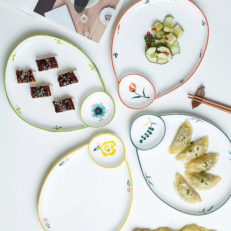 

Dinner Set Plates and Dishes Cute Plate Ceramic Plate Dinner Plates Grid Plate Originality Household Plate