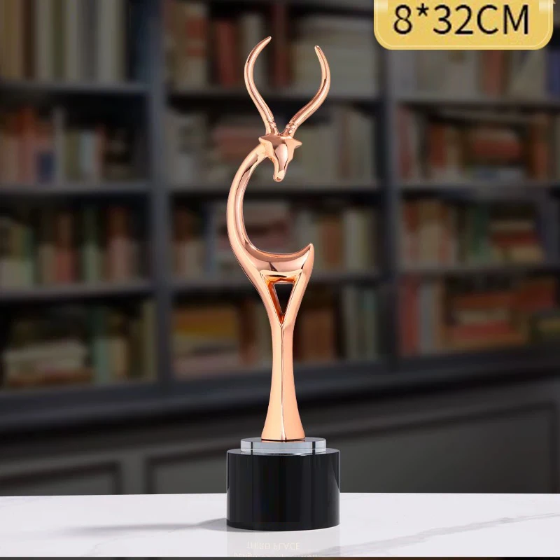 Customized Gold-Plated Metal Trophy, Crystal Base Engraved, Outstanding Employee Award Souvenirs, Home Decoration, High-end, 1pc