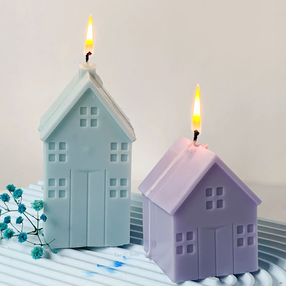 DIY House Candle Mold European Style House Scented Candle Making Kit Acrylic Pc Plastic Molds Candlelight Dinner Candles Tools