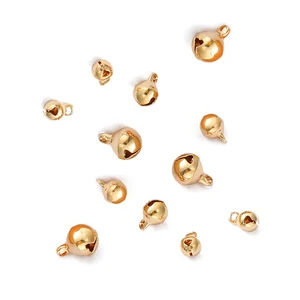 10pcs 18K Gold Plated Jingle Bells Pendants Hanging Ornaments for Women's Kids' DIY Necklace Bracelet Jewelry Making Accessories