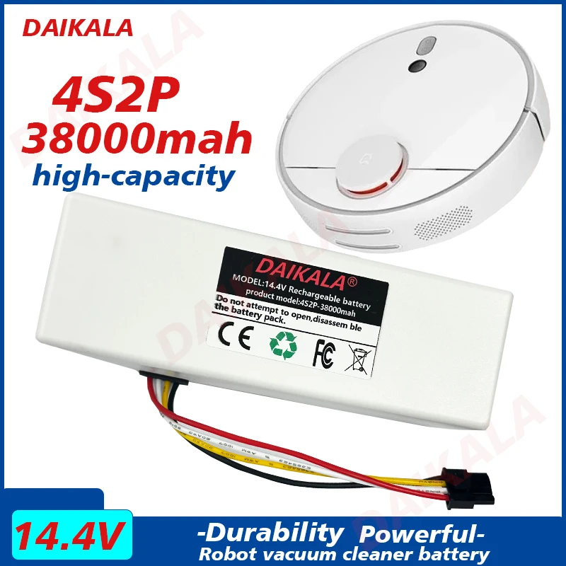 

14.4V 4s2p Battery for 1C Robot Cleaner P1904 MM 38000mAh Vacuum Cleaner Replacement Accessories White