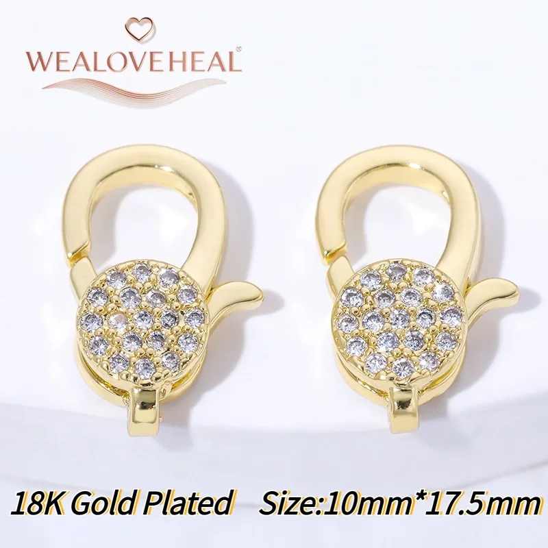 Modischer Zirkon-Blumen-Verschluss, 18K Vergoldeter Messing-Metallverschluss für DIY Handgemachte Schmuckherstellung Zubehör – Detail 28
