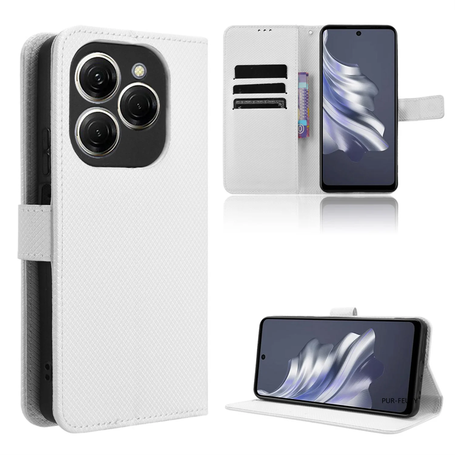 Simplicity Stand Holder Case Per Tecno Spark 20 10 10C Pro Spark10 5G 4G Diamond Pattern Custodia In Pelle Pretty Phone Cover