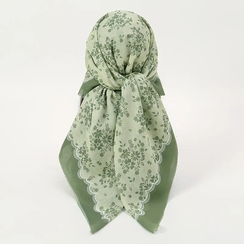 2025 New Fashion 110X110CM Printed Square Scarf for Women Muslim Headband Hijab Lady Bandana Party Accessories Scarf Hairband ﻿