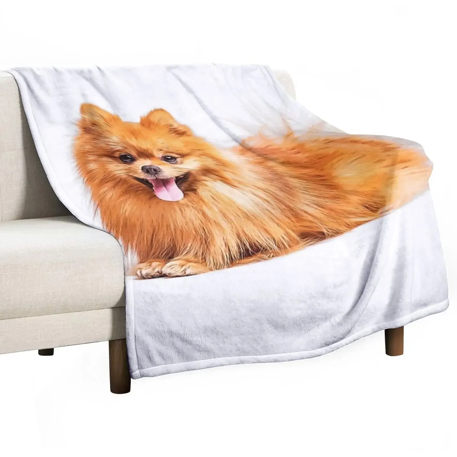 

Cute Red Pomeranian Throw Blanket Retros christmas gifts Sofa Luxury Thicken Blankets