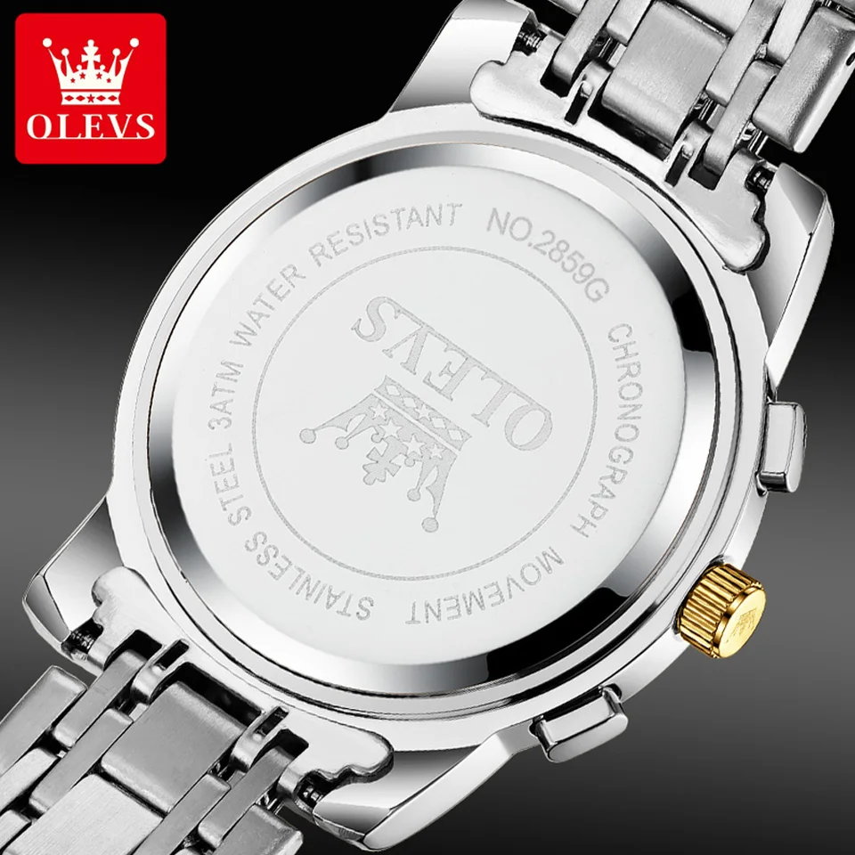 OLEVS Orologi da uomo stelle cielo fase lunare quadrante meccanico automatico carica in acciaio inox argento blu orologio da polso moda vestito impermeabile luminoso orologio da uomo, Cinturino in