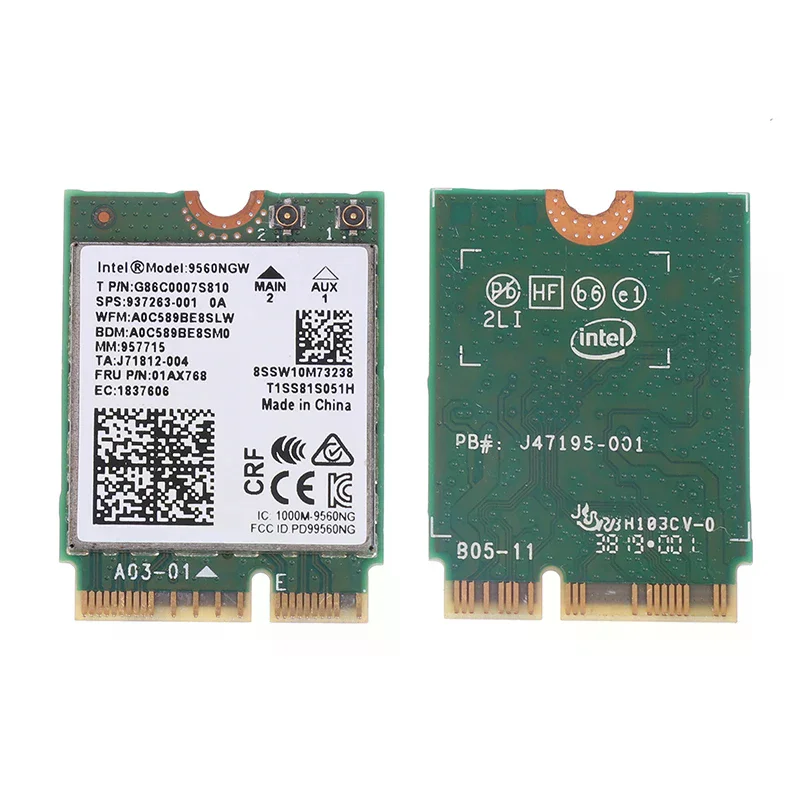 9560NGW WiFi 카드+안테나 1733Mbps 무선 AC 9560 듀얼 밴드 2.4G/5G BT 5.0 802.11Ac M.2 CNVI 9560NGW 무선 어댑터