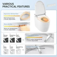 Smart Toilet with Built-in Bidet Seat, Tankless Toilet with Auto Lid Opening, Closing and Flushing, Digital Display, Elongated 2