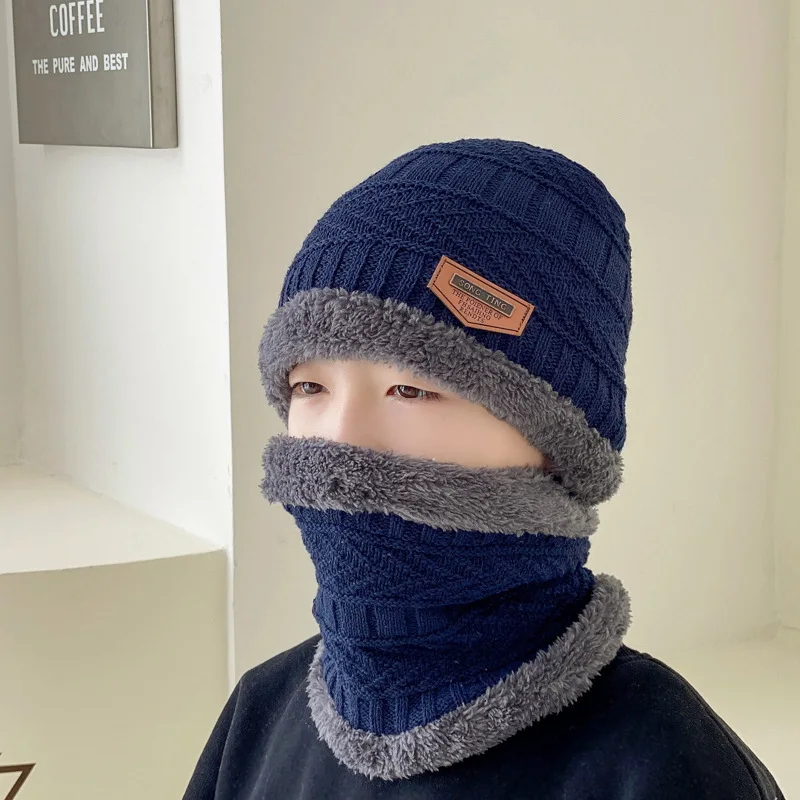 겨울 양모 모자, 한국 버전, 어린이 니트, 남아 두꺼운 따뜻한 모자 스카프 세트, 패션 멋진 어린이 모자, 멀티 컬러 스포츠 모자