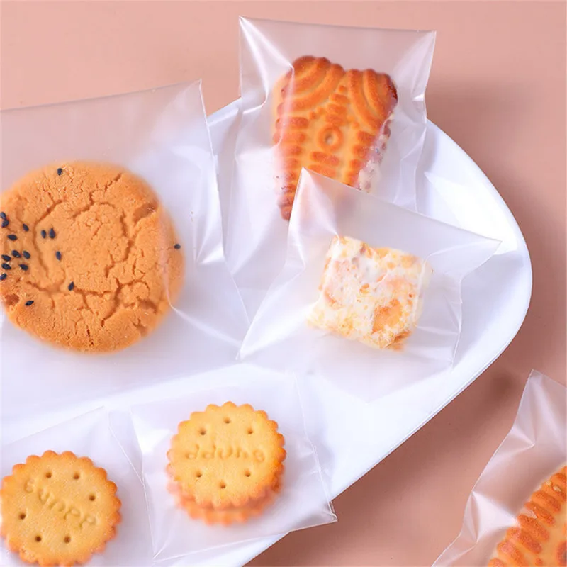 100 Stuks Frosted Clear Zelfklevende Cookie Sneeuwvlok Knapperige Snoep Bakken Voedsel Snackzakken