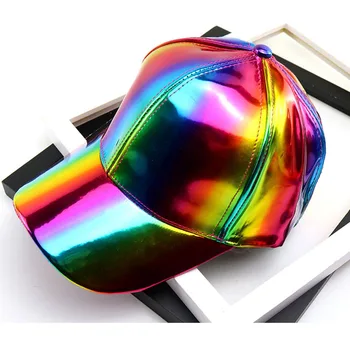 Laser Holographic Faux Leather Baseball Cap 3