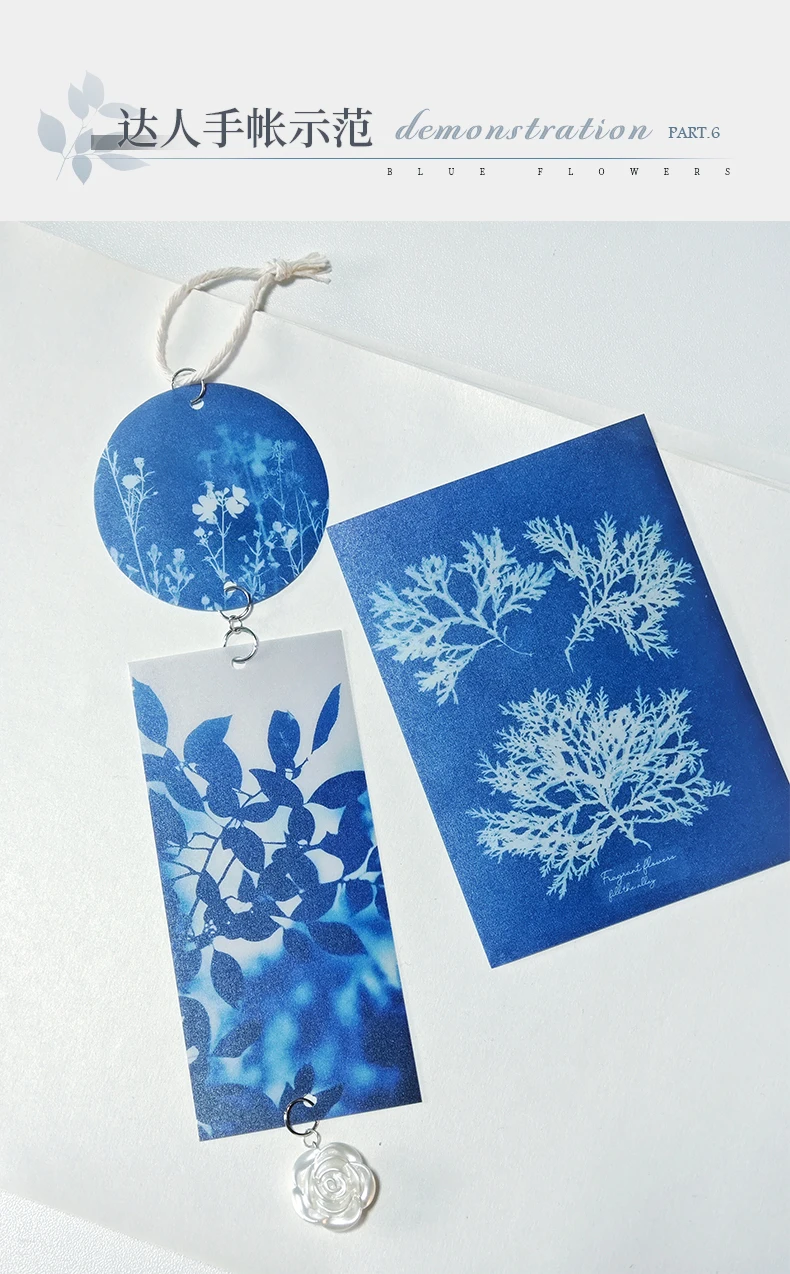 20 Blatt kreatives Sammelalbum, Vintage-Materialien, Papier, blaue Blume, DIY, Junk-Journal, Collage, Fotoalbum, Retro-Kunstpapier ﻿ – Detail 14