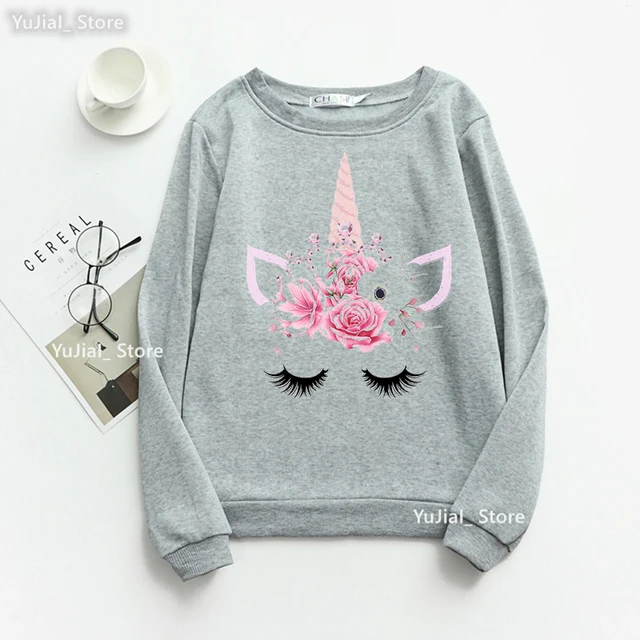 Felpa con stampa unicorno dorato abbigliamento donna Crown Pink