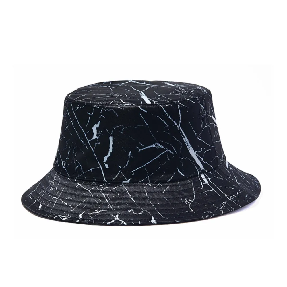 

Reversible Fisherman Hat hip-hop Street Cracked Print Side Cap Men Black Outdoor Outing Winter Pot Hat Free Shipping