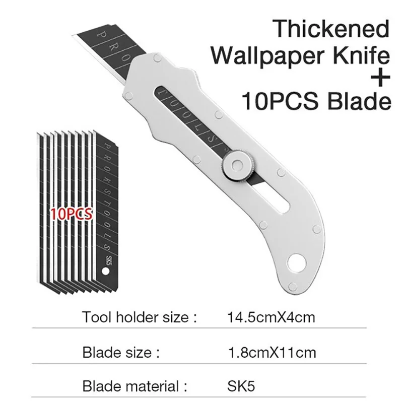Professional Retractable Knife, Large Stainless Steel Wallpaper Utility Knife, Fast Cutting, Manual Lock, Heavy Tool Holder, utility knife
