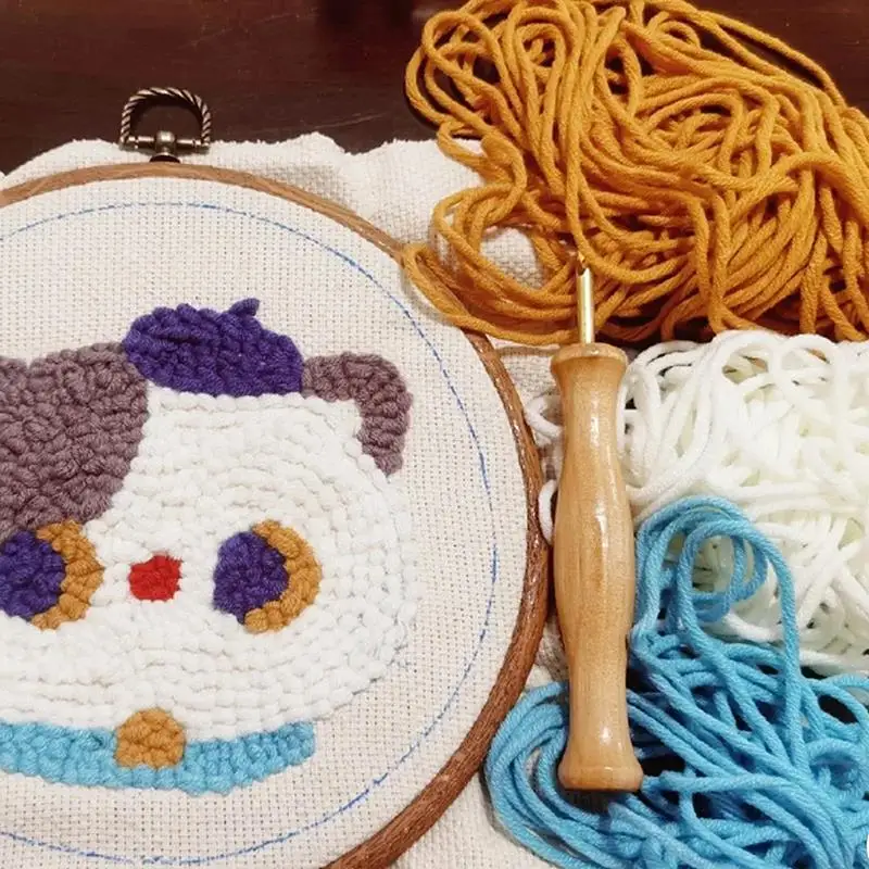 FullSetPunchNeedleBeginnersSuppliesKitPunchNeedleToolWith