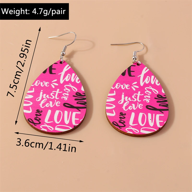 Mode Holz Liebe Herz Regenbogen Tropfen Ohrringe für Frauen Mädchen Party Urlaub Schmuck Geschenke – Detail 11