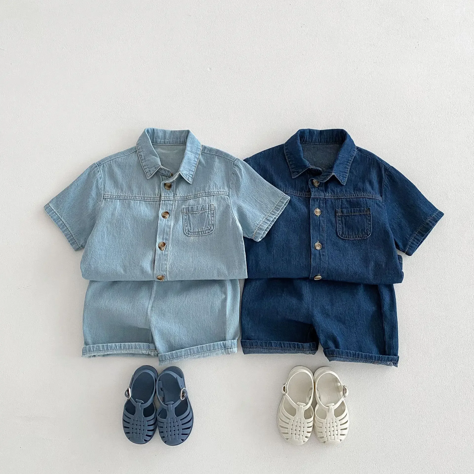 

MILANCEL Kids Clothing Set Denim Girls Clothes Suit Denim Shirt And Shorts 2 PCs Boys Denim Set Children Outfit