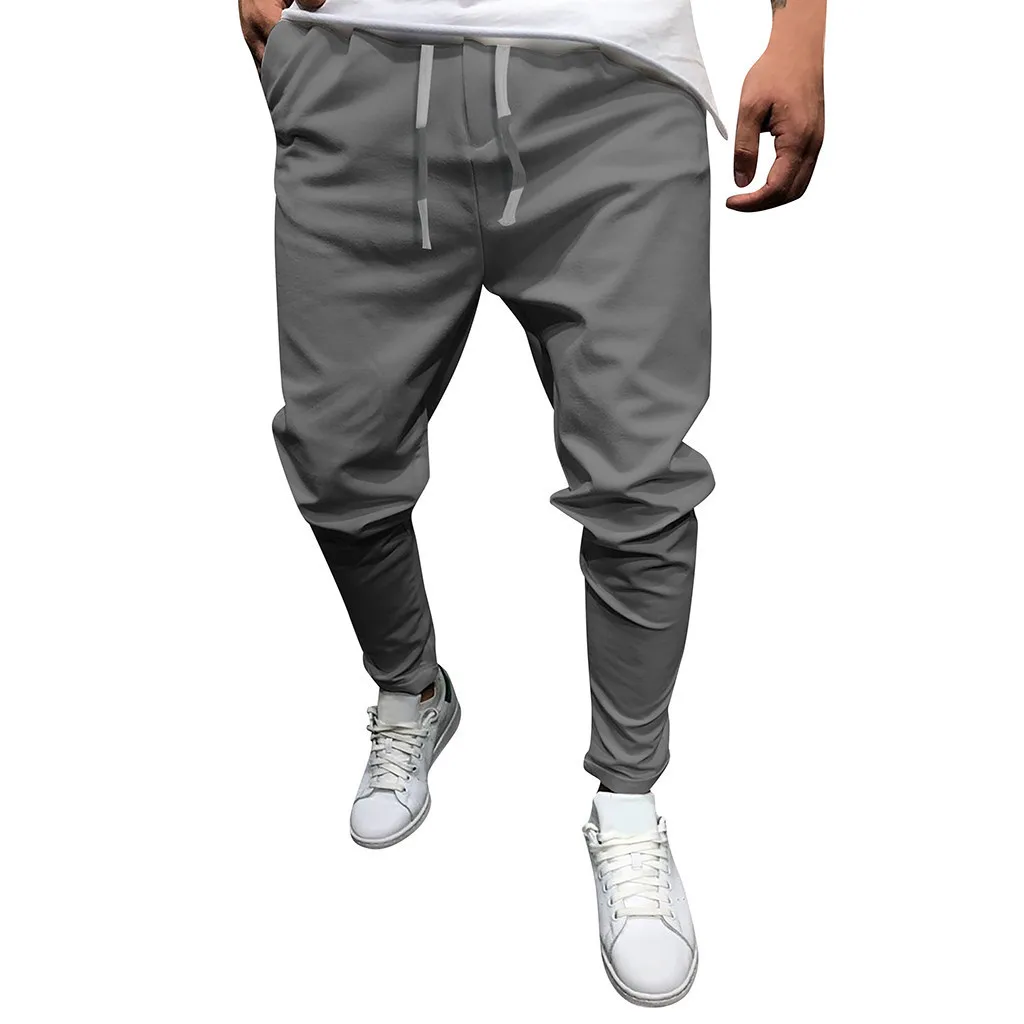 Men's Autumn Winter Sweatpants High Elastic Waist Drawstring Trousers