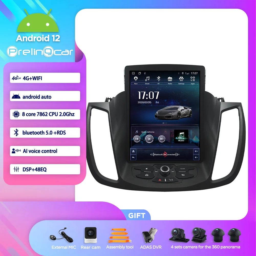

Vertical Android 12 System Car Player For Ford Kuga Escape 2013-2018 Year Multimedia Radio 2Din Stereo Bluetooth Navigation DSP