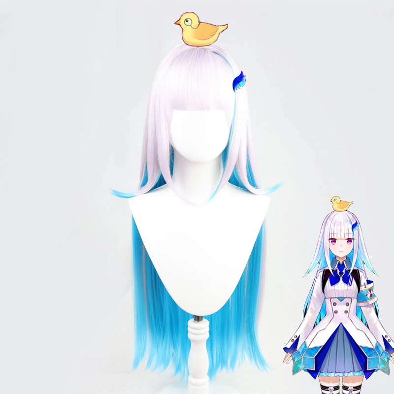 

VTuber Lize Helesta Hololive Youtuber Cosplay Pink Blue Mixed Long Straight Heat Resistant Synthetic Hair Halloween Wig