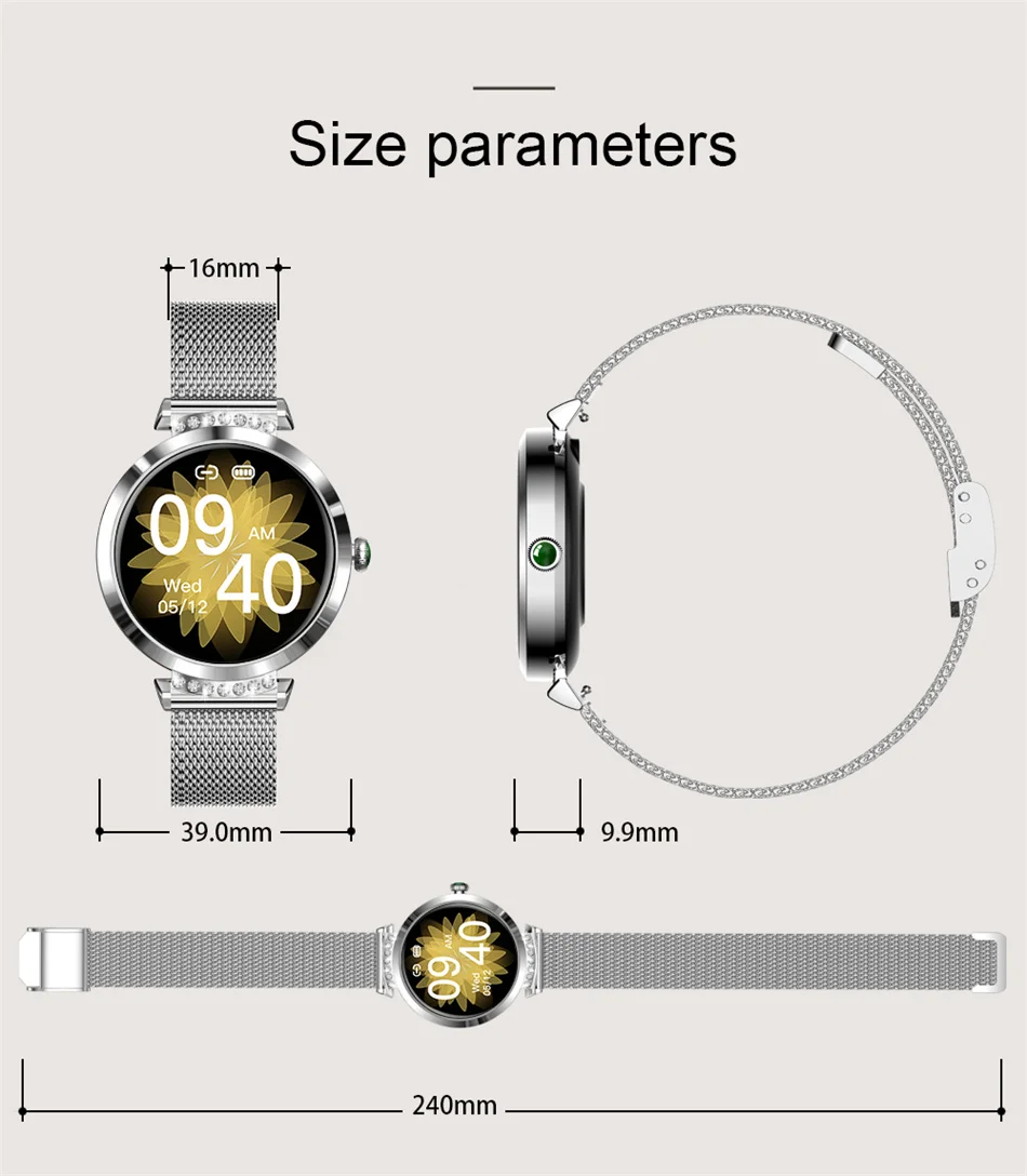 IP68 Waterproof Smart Watch Women Lovely Bracelet Heart Rate Monitor Sleep Monitoring Smartwatch Ladies Connect IOS Android+Gift