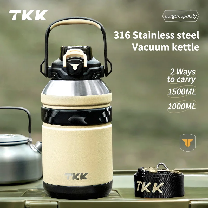 TKK Large Capacity Cold Thermal Thermos Tumbler Stainless Steel Insulated Coffee Water Bottle Insulation Flask Pot Travel Mug