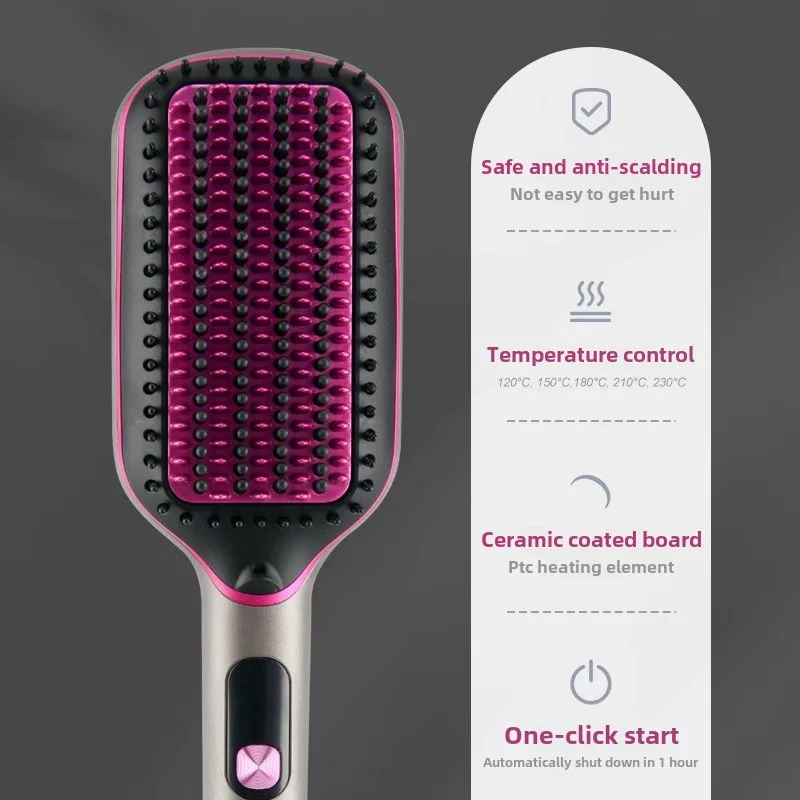 Pritech LED Negative Ion Constant Temperature Multifunctional Straightening Brush Electric Straightener Comb Styling Tool 4