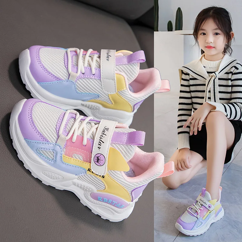 2024 kinder Turnschuhe Mädchen Schule Casual Outdoor Atmungsaktive Laufschuhe Licht Weiche Tenis Rosa Nicht-slip Kinder Schuhe_voghion.com