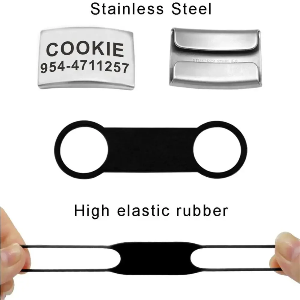 Pet ID Tags Dog Collar Tags Pet ID Medal Pendant Personalized Stainless Steel Nameplate Collar Accessories Customized Silicone for Dog Cat Collars