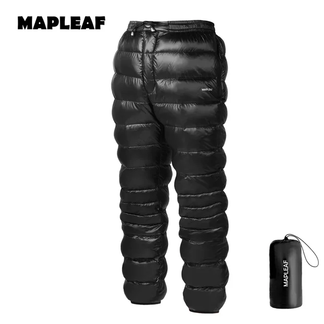 MAPLEAF Down Pants Ultralight Warm Down Trousers 800FP Winter Snow Pants Windproof Waterproof Ski Pants Camping Hiking Trousers 1