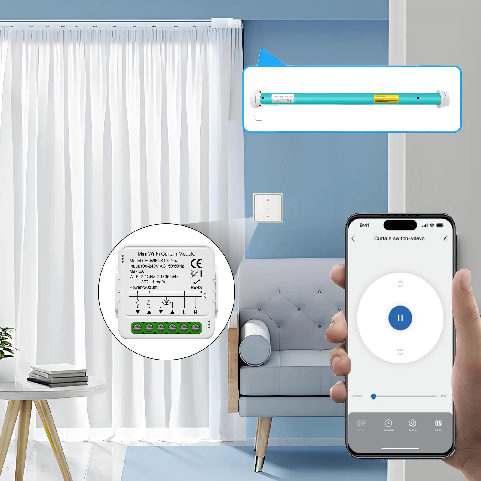 Tuya WiFi Zigbee Smart Curtain Switch Module for Roller Blinds thumbnail 8