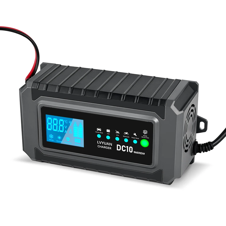 Smart 10Amp Battery Charger with LCD Display