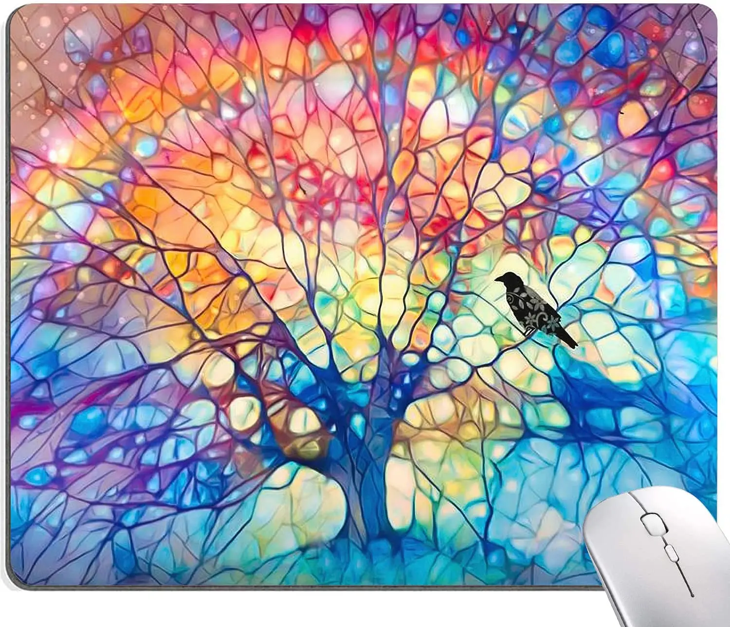 

Cute Tree of Life Mouse Pad Rainbow Tree Mouse Mat Waterproof Mouse Pads Non-Slip Rubber Base Mousepad for Office Home Laptop