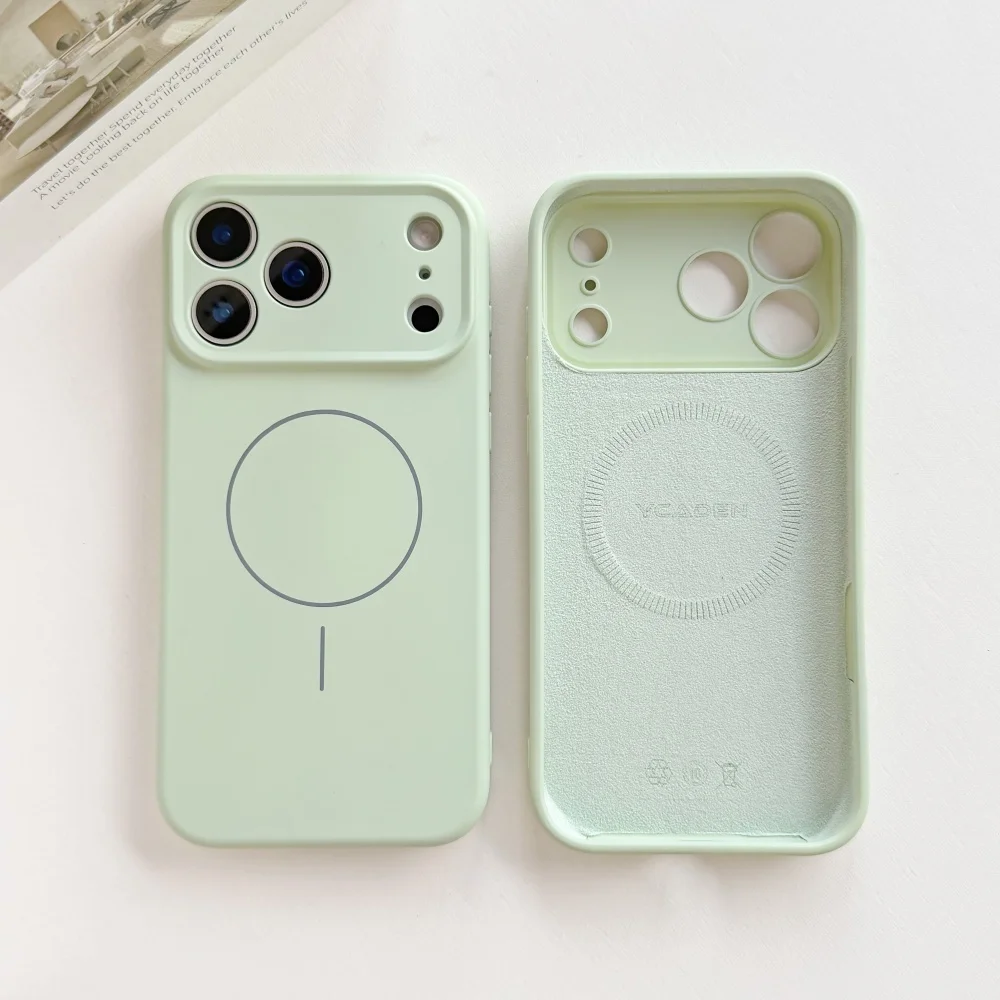 Soft Liquid Silicone Magnetic Phone Case with Shockproof Lens Protection and Magsafe Compatibility