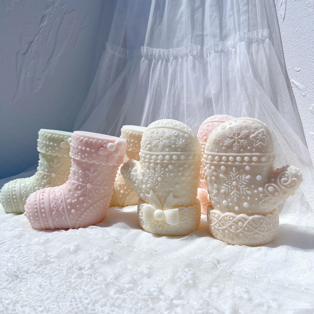 Description Picture 5 of itemGingerbread Christmas Stocking Silicone Candle Mold Xmas Gloves Silicone Mold Socks Soy Wax Silicone Mould Mittens Xmas Deco